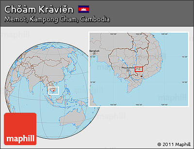 Gray Location Map of Chŏâm Krâviĕn