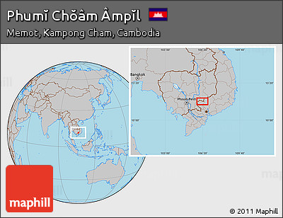 Gray Location Map of Phumĭ Chŏâm Âmpĭl