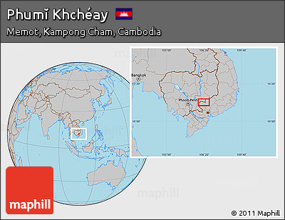 Gray Location Map of Phumĭ Khchéay