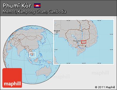 Gray Location Map of Phumĭ Kôr