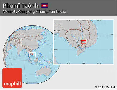 Gray Location Map of Phumĭ Taônh