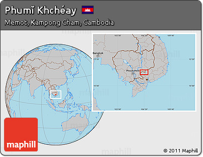 Gray Location Map of Phumĭ Khchéay