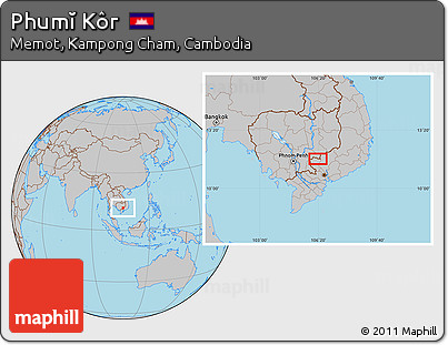 Gray Location Map of Phumĭ Kôr