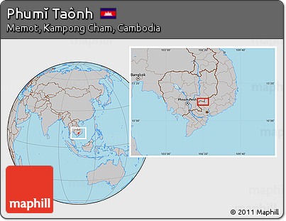 Gray Location Map of Phumĭ Taônh