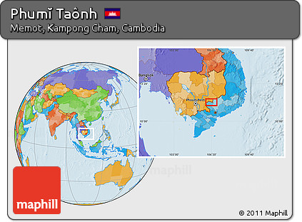 Political Location Map of Phumĭ Taônh