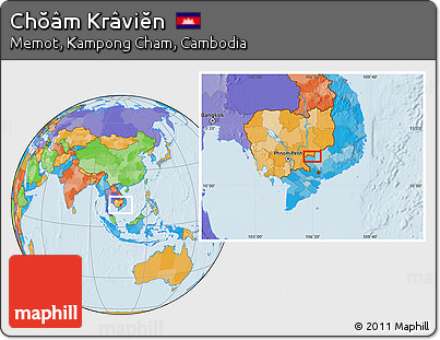 Political Location Map of Chŏâm Krâviĕn