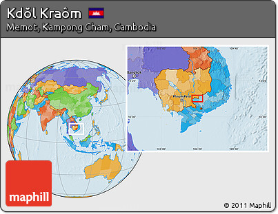 Political Location Map of Kdŏl Kraôm