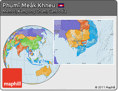 Political Location Map of Phumĭ Meăk Khneu