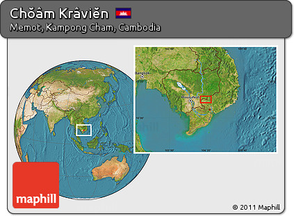 Satellite Location Map of Chŏâm Krâviĕn