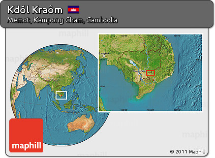 Satellite Location Map of Kdŏl Kraôm