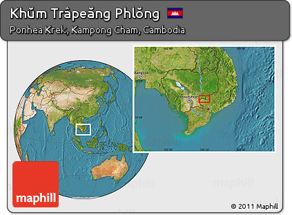 Satellite Location Map of Khŭm Trâpeăng Phlŏng