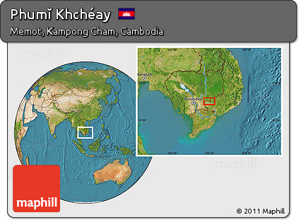 Satellite Location Map of Phumĭ Khchéay
