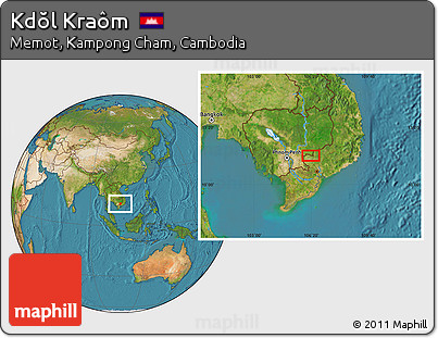 Satellite Location Map of Kdŏl Kraôm
