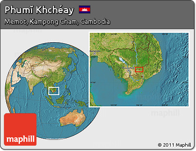 Satellite Location Map of Phumĭ Khchéay