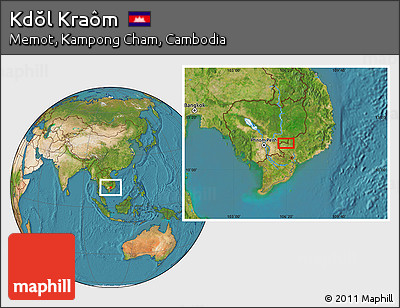 Satellite Location Map of Kdŏl Kraôm