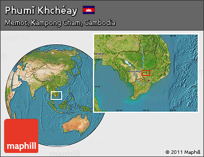 Satellite Location Map of Phumĭ Khchéay