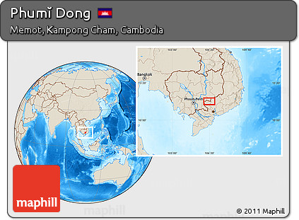 Shaded Relief Location Map of Phumĭ Dong