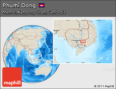 Shaded Relief Location Map of Phumĭ Dong