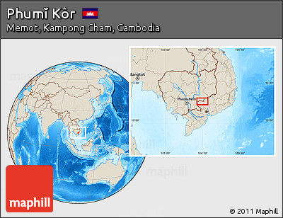 Shaded Relief Location Map of Phumĭ Kôr