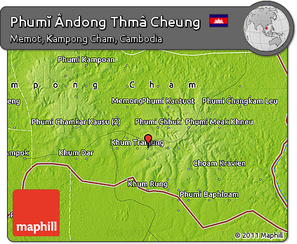 Physical Map of Phumĭ Ândong Thmâ Cheung