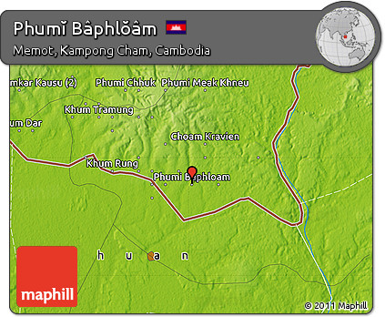 Physical Map of Phumĭ Bâphlŏâm