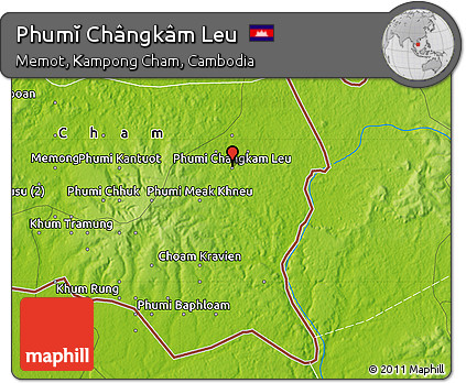 Physical Map of Phumĭ Chângkâm Leu