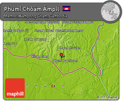 Physical Map of Phumĭ Chŏâm Âmpĭl