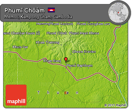 Physical Map of Phumĭ Chŏâm