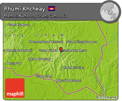 Physical Map of Phumĭ Khchéay