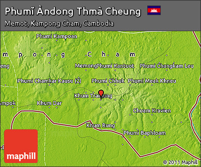 Physical Map of Phumĭ Ândong Thmâ Cheung