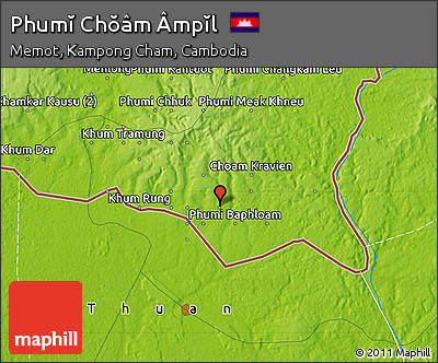 Physical Map of Phumĭ Chŏâm Âmpĭl