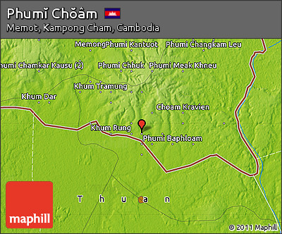 Physical Map of Phumĭ Chŏâm
