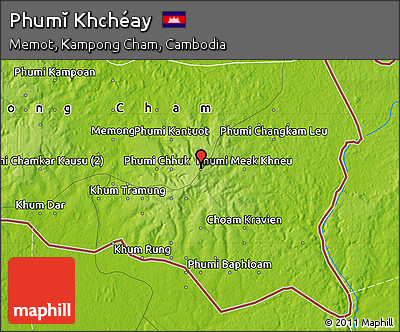 Physical Map of Phumĭ Khchéay