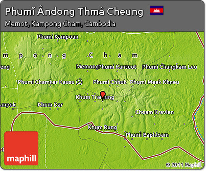Physical Map of Phumĭ Ândong Thmâ Cheung