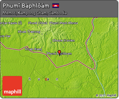 Physical Map of Phumĭ Bâphlŏâm