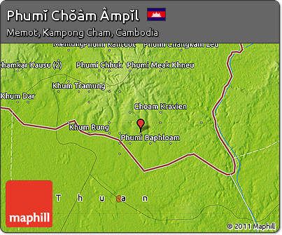 Physical Map of Phumĭ Chŏâm Âmpĭl