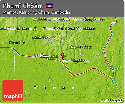 Physical Map of Phumĭ Chŏâm