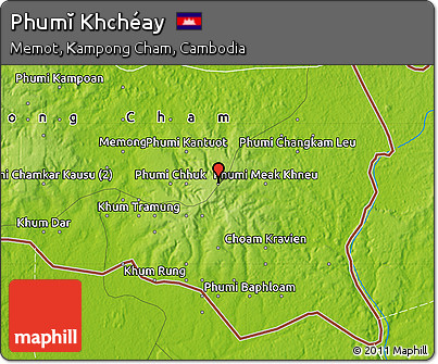 Physical Map of Phumĭ Khchéay