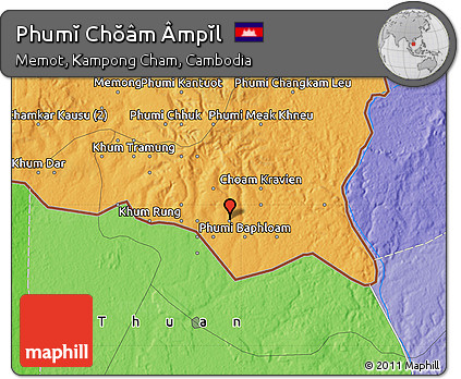 Political Map of Phumĭ Chŏâm Âmpĭl