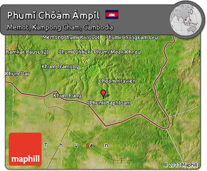 Satellite Map of Phumĭ Chŏâm Âmpĭl