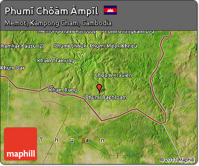 Satellite Map of Phumĭ Chŏâm Âmpĭl