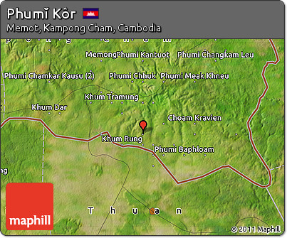 Satellite Map of Phumĭ Kôr