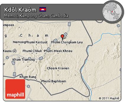 Shaded Relief Map of Kdŏl Kraôm