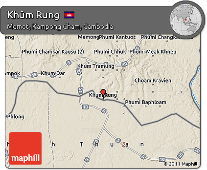Shaded Relief Map of Khŭm Rung