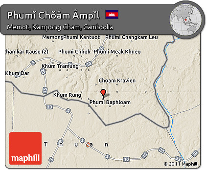 Shaded Relief Map of Phumĭ Chŏâm Âmpĭl