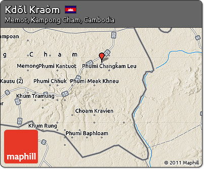 Shaded Relief Map of Kdŏl Kraôm