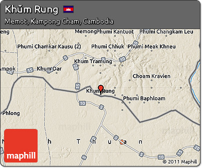 Shaded Relief Map of Khŭm Rung