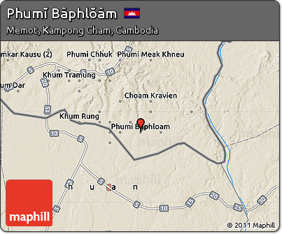 Shaded Relief Map of Phumĭ Bâphlŏâm