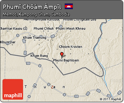Shaded Relief Map of Phumĭ Chŏâm Âmpĭl