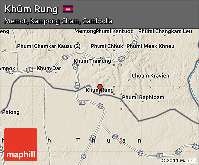 Shaded Relief Map of Khŭm Rung